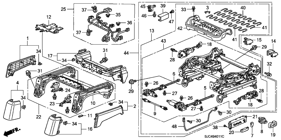 Honda New 2007-2008 Fits Honda Ridgeline Device, L. FR. Seat (8Way), Part # 81510-SJC-A31