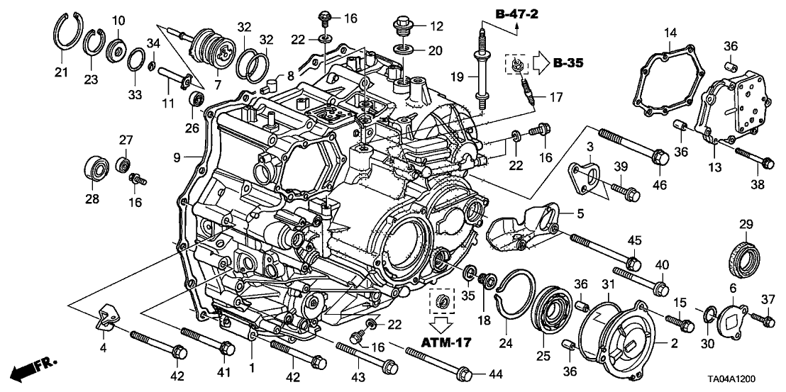 Honda New 2008-2012 Fits Honda Accord Transmission Case, Part # 21210-R97-000