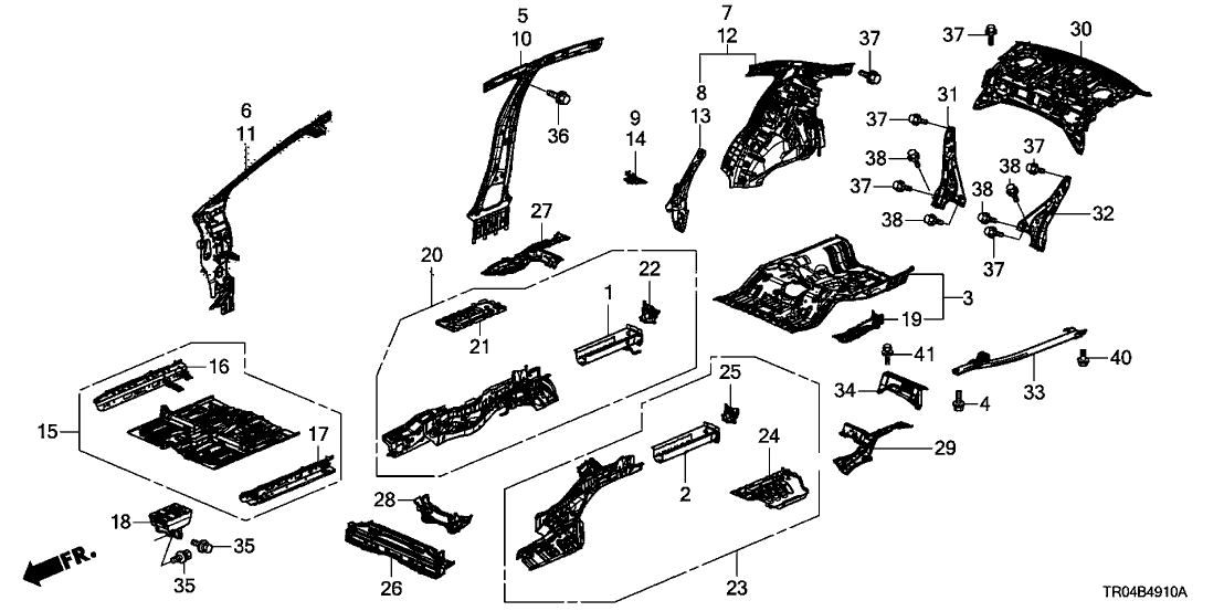 Honda New 2012 Fits Honda Civic Left Rear Frame, Part # 65660-TR0-A00ZZ