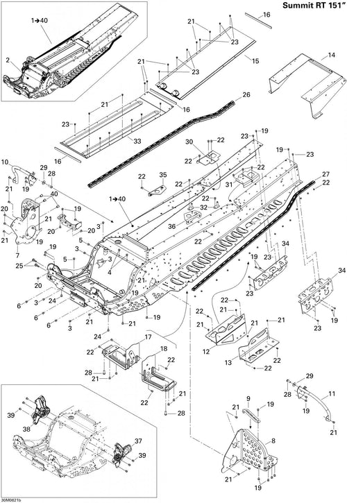 Fits 2006-2007 Ski-Doo Rear Reinforcement Plate, OEM Part # 518324991