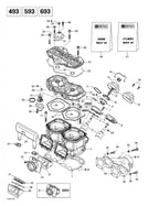Fits 2000-2003 Ski-Doo Double Gasket 0.6 Mm Grand Touring 500., OEM Part # 420931587