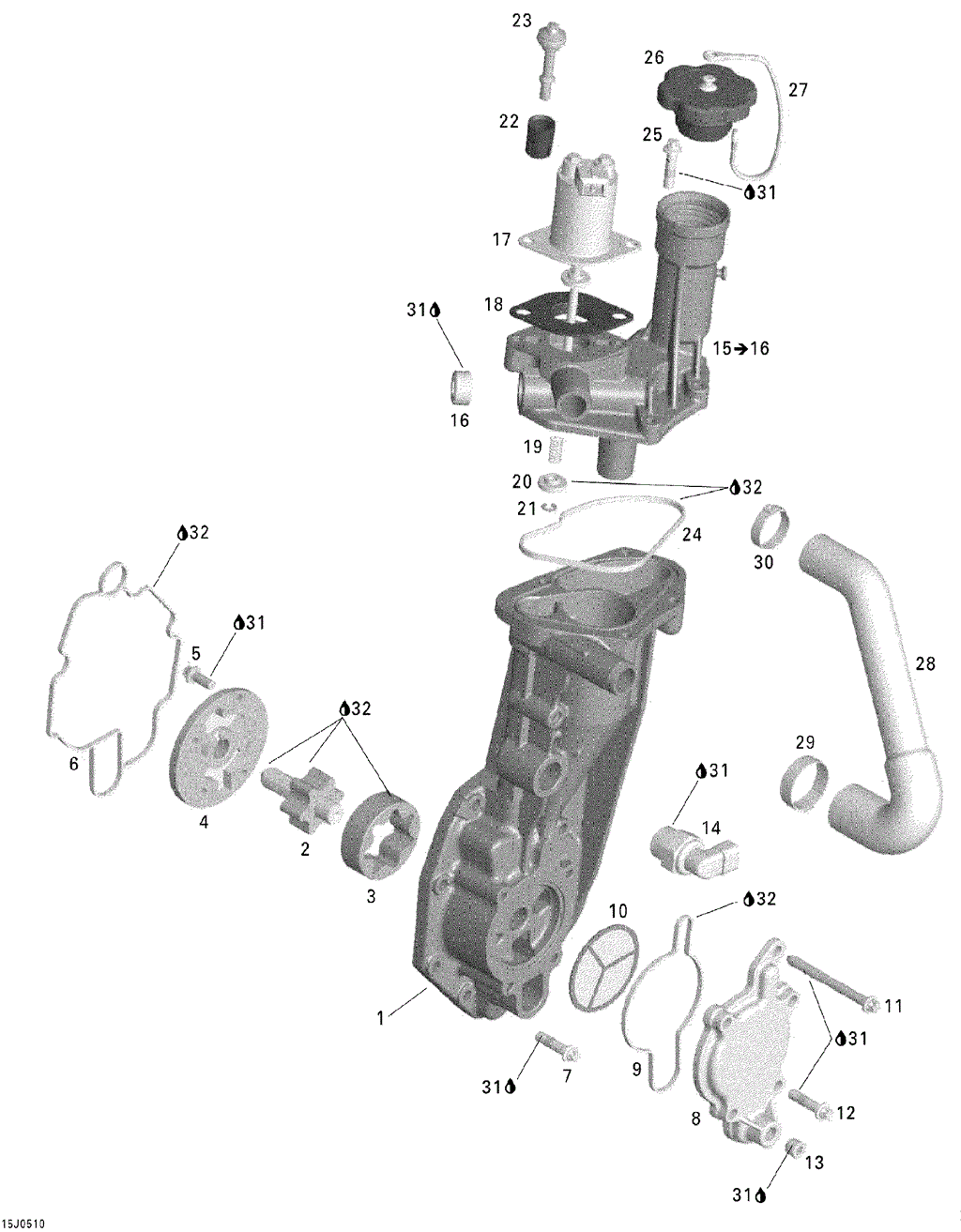 Sea-Doo - OEM schematic diagram - Part # 2572-420956762 - 02- Oil Separator 1 | 02- Oil Separator - Ref # 1