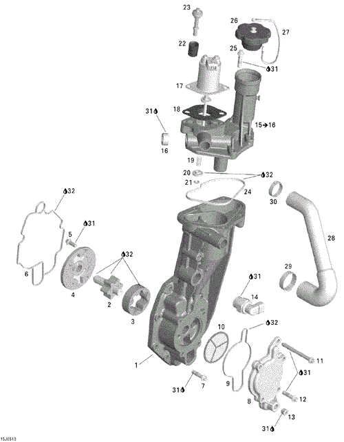 Sea-Doo - OEM schematic diagram - Part # 2572-420956762 - 02- Oil Separator 1 | 02- Oil Separator - Ref # 1