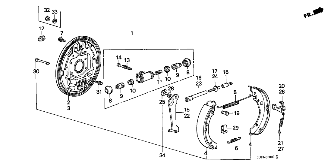 Honda New 1984-1989 Fits Honda Accord Rear Brake Shoe, Part # 43153-SV4-505