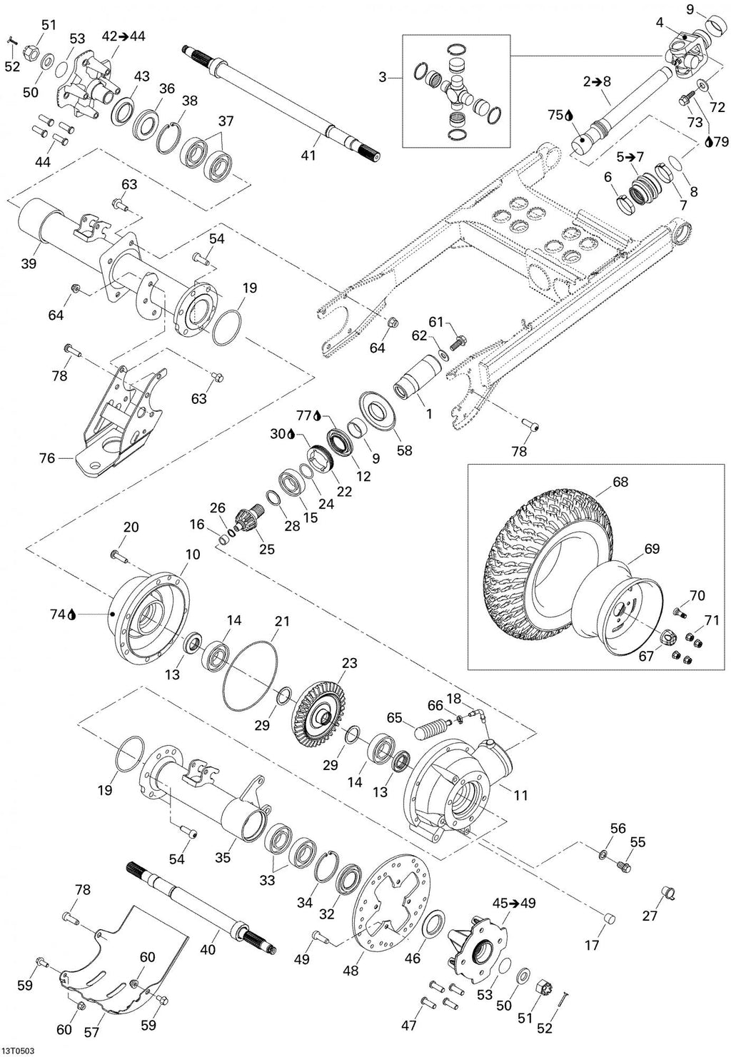 Fits 2005 Can-Am Traxter 5 Speed / Traxter CVT (500, 650, 650 XT) Models Torx Screw M10 X 33, OEM Part # 250000190