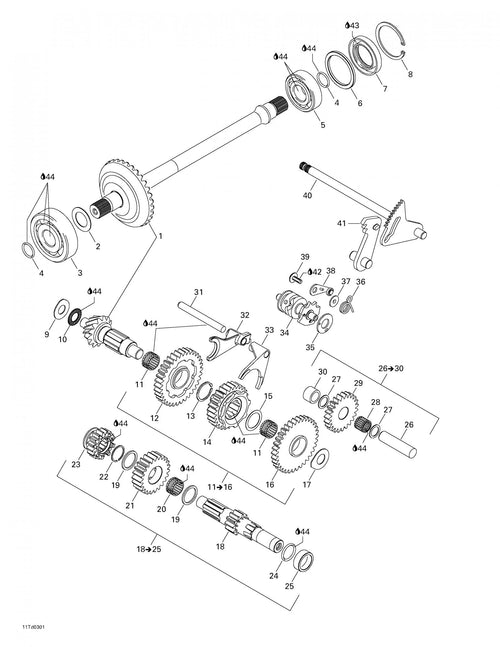 Fits 2002-2005 Can-Am Quest 500 / Quest 650 Models Gearwheel Set Traxter 500 Cvt, Includes 11 To 17, OEM Part # 420281283