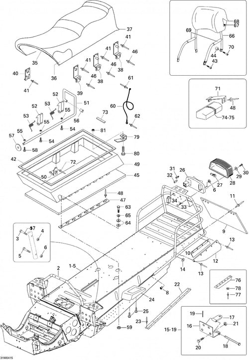 Fits 2002-2007 Ski-Doo Skandic 500/600 / Skandic 600 Models Foam Suv 600, OEM Part # 5346079