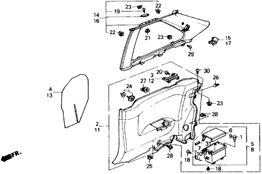 Honda New 1989 Fits Honda Accord Lining Assy., R. Side *Y18L/Y18L* (SILKY IVORY/SILKY IVORY), Part # 83730-SG7-A11ZA