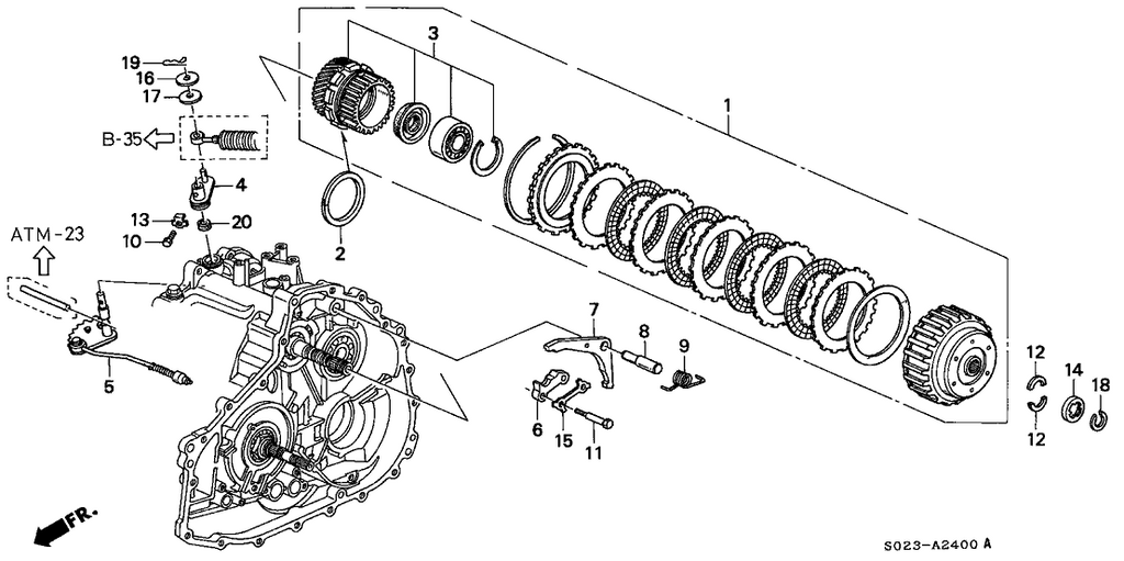 New 1999-2000 Fits Honda Civic Control Shaft, Part # 24430-P7D-G00