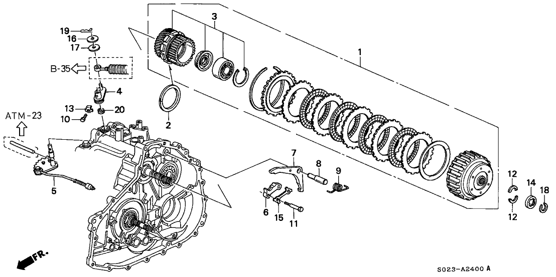 New 1999-2000 Fits Honda Civic Control Shaft, Part # 24430-P7D-G00