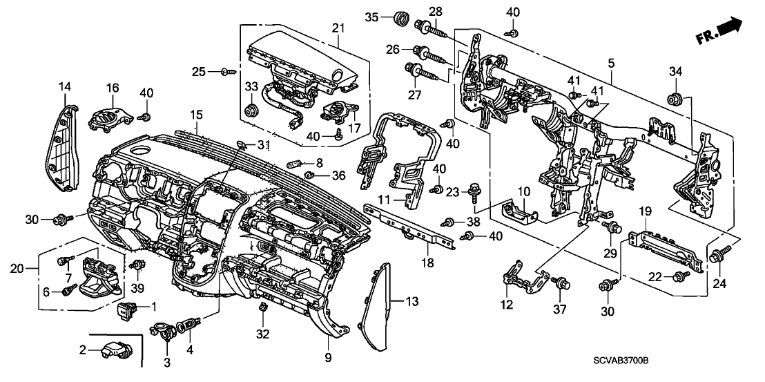 New 2008-2011 Fits Honda Element Bracket, Instrument (Upper), Part # 77170-SCV-A05