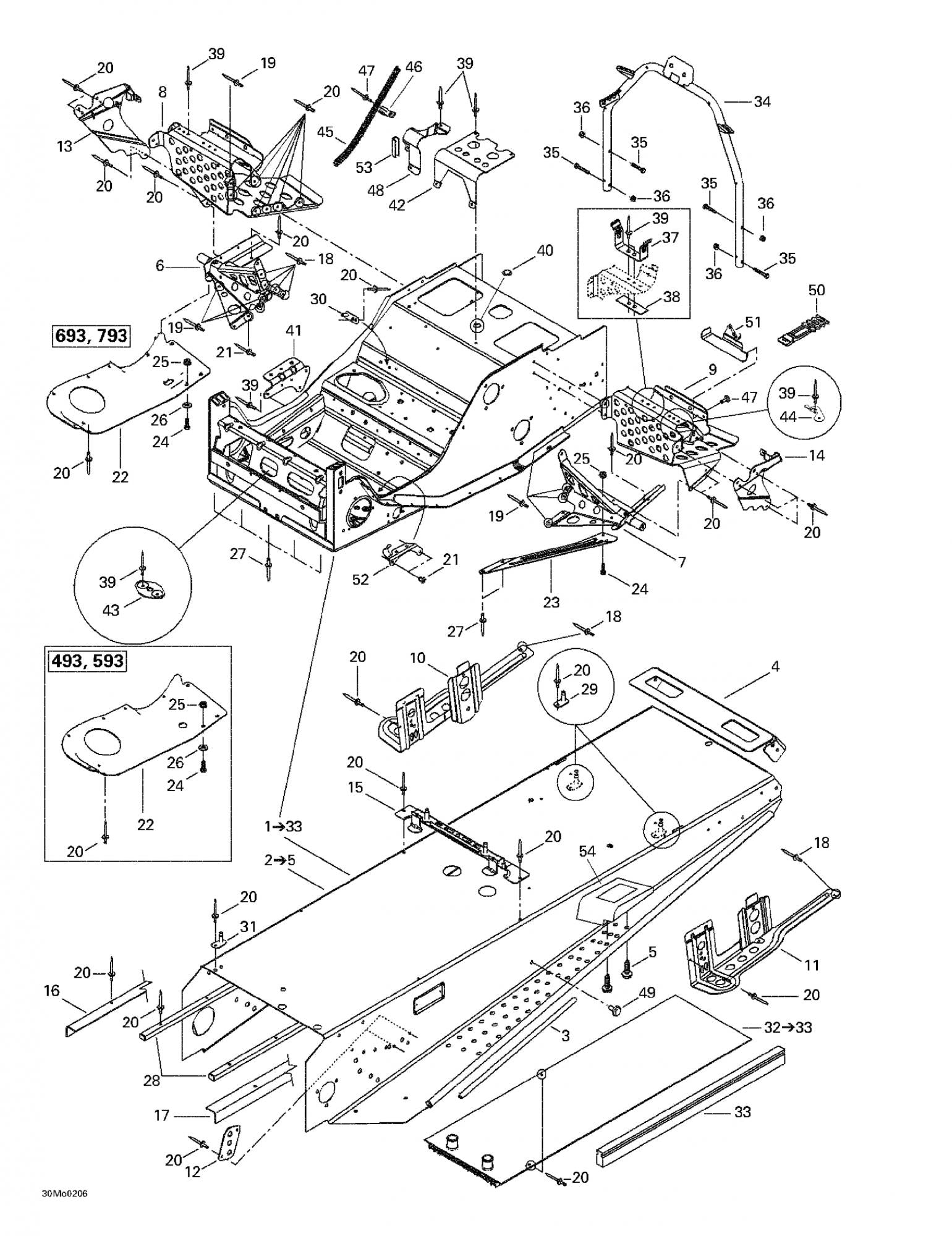 Fits 2002-2005 Ski-Doo Grand Touring SE 800 SDI / Grand Touring V-1000 Models RH Slide Bracket, OEM Part # 518323315