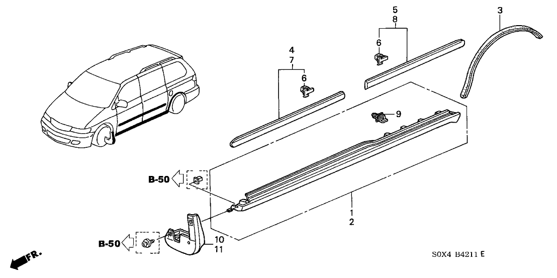 Honda New 2003-2004 Fits Honda Odyssey Protector, R. RR. Door *NH662P* (Film) (SAGE BRUSH PEARL), Part # 75303-S0X-A21ZP