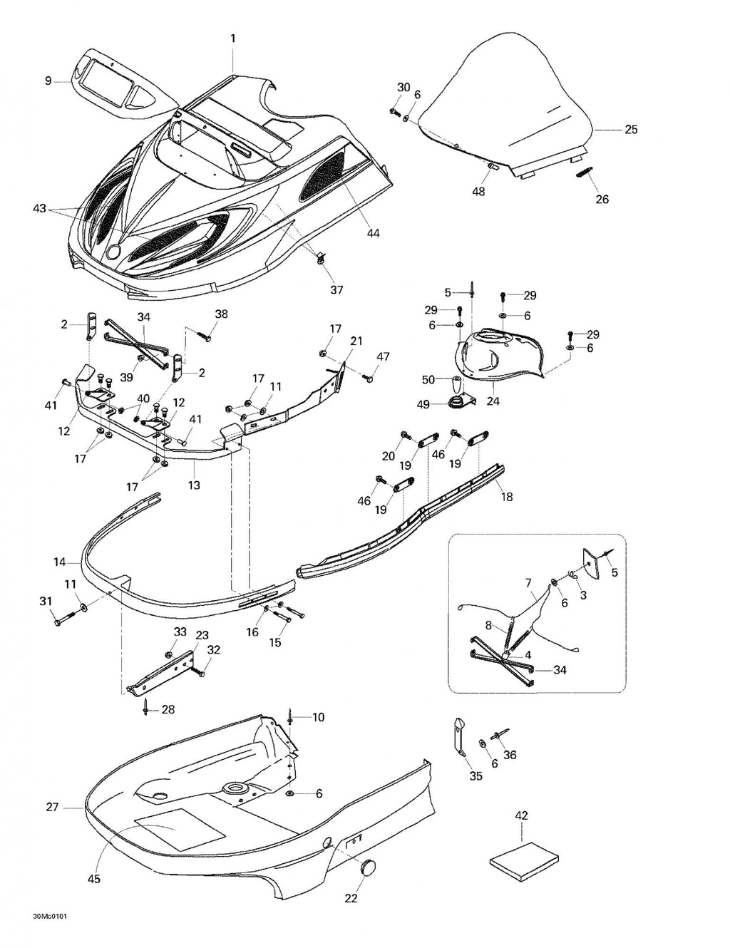 Fits 2001-2007 Ski-Doo Skandic 440 / Skandic 440F Models Side Bracket, OEM Part # 5446213