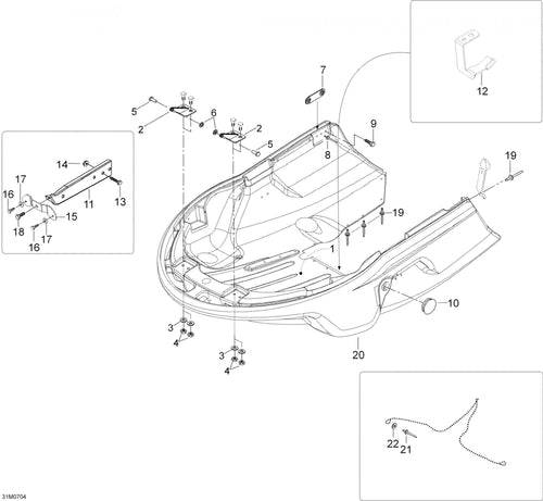 Fits 2006-2007 Ski-Doo Skandic LT 440F RH Bracket, OEM Part # 605351520