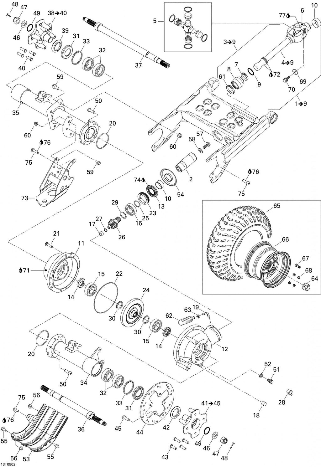 Fits 2005 Can-Am Traxter 5 Speed / Traxter CVT (500, 650, 650 XT) Models Torx Screw M10 X 33, OEM Part # 250000190