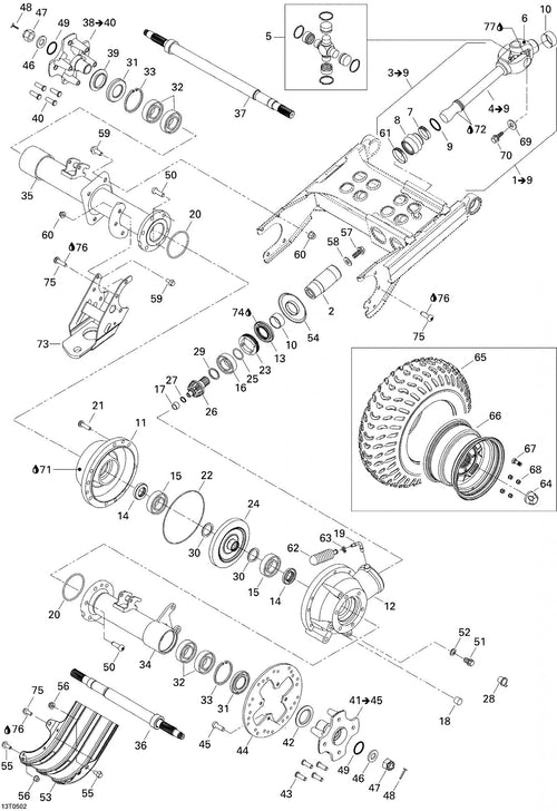 Fits 2005 Can-Am Traxter 5 Speed / Traxter CVT (500, 650, 650 XT) Models Torx Screw M10 X 33, OEM Part # 250000190