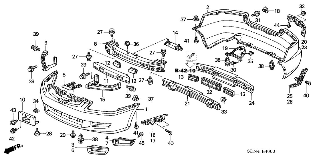 New 2003-2005 Fits Honda Accord Cover, R. FR. Bumper Duct, Part # 71103-SDP-A00
