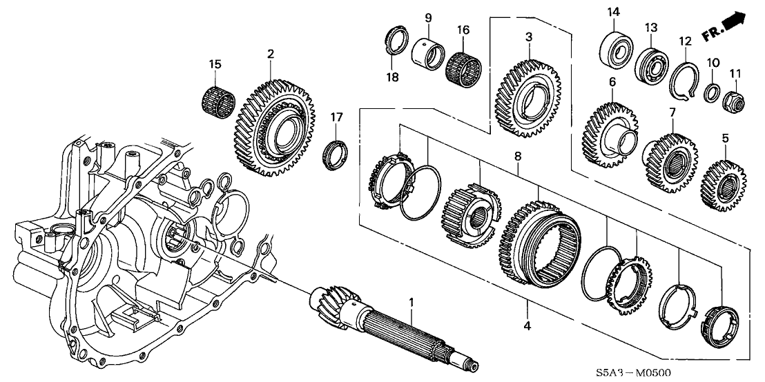 Honda New 2001-2005 Fits Honda Civic Countershaft Fourth Gear, Part # 23481-PLW-A00