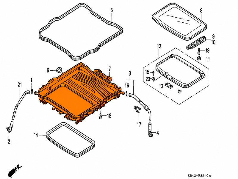 Fits 1992-1995 Honda Civic Sunroof frame, Part # 70100SR4003