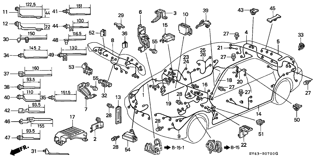 Honda New 1995 Fits Honda Accord Dashboard Wire Harness, Part # 32150-SV4-A53