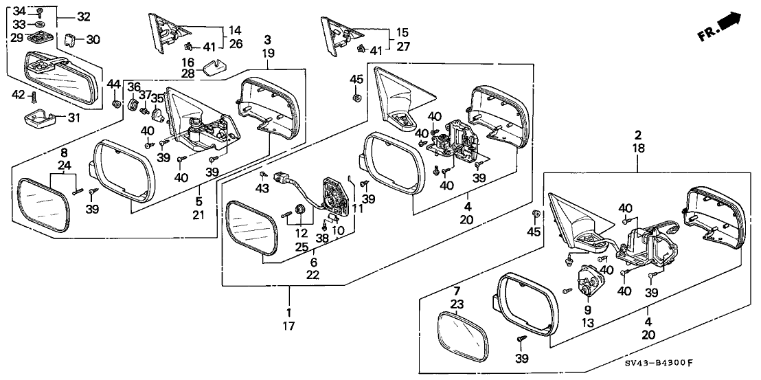 Honda New 1994-1997 Fits Honda Accord Mirror Assembly, Passenger Side Door (Bordeaux Red Pearl) (R.C.), Part # 76200-SV5-A06ZE
