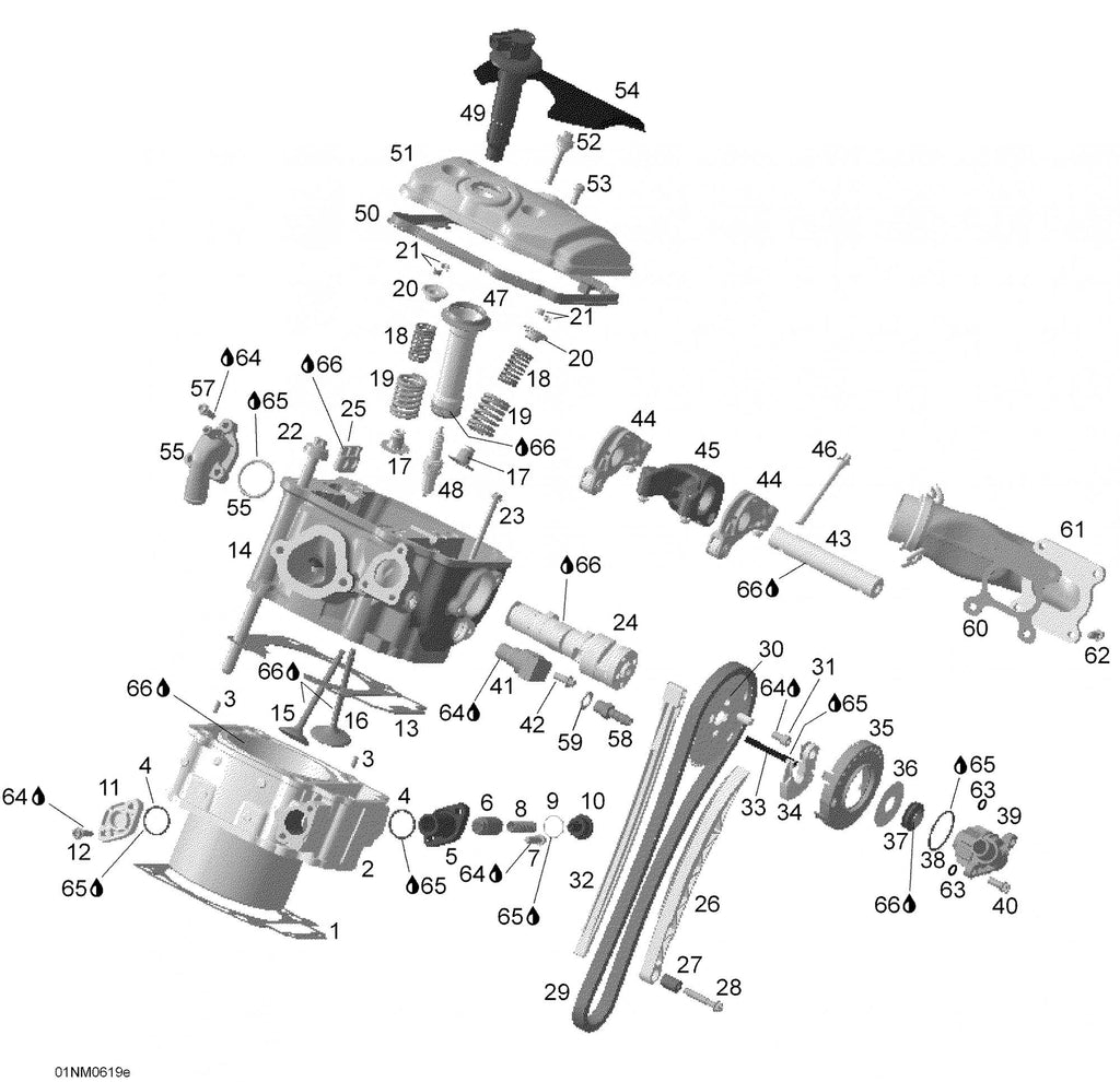 Fits 2003-2006 Ski-Doo Expedition 4-TEC / Expedition V-1000 Models Cylinder Ass’y Includes 2 To 3, OEM Part # 420923948
