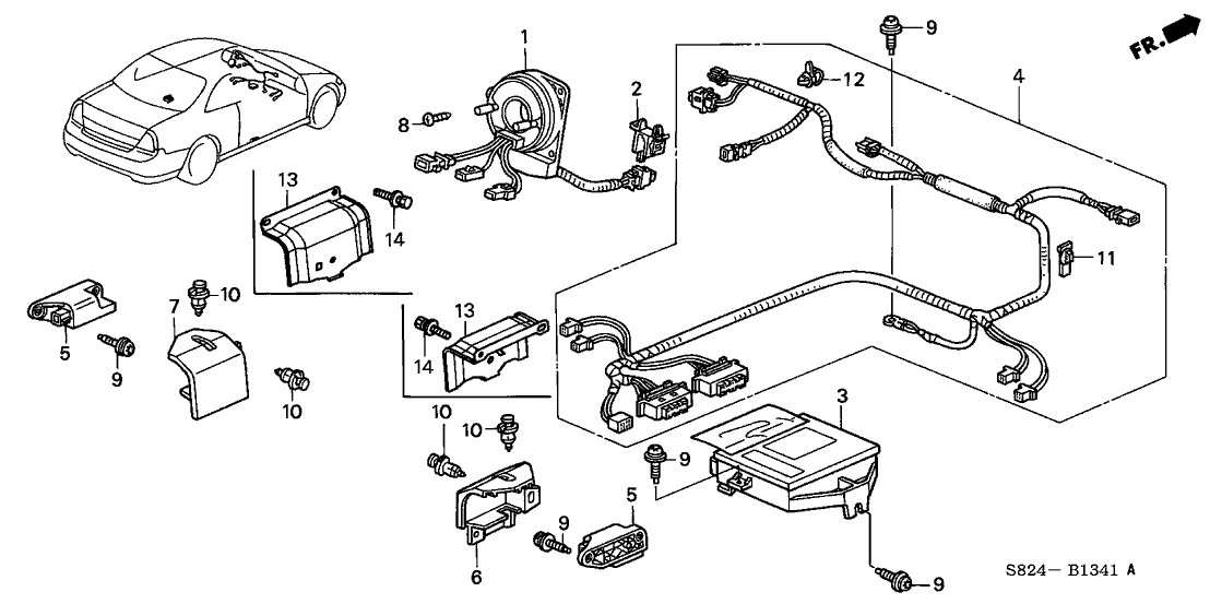 Honda New 1998-2000 Fits Honda Accord Cable Reel Assembly (Furukawa), Part # 77900-S84-A22