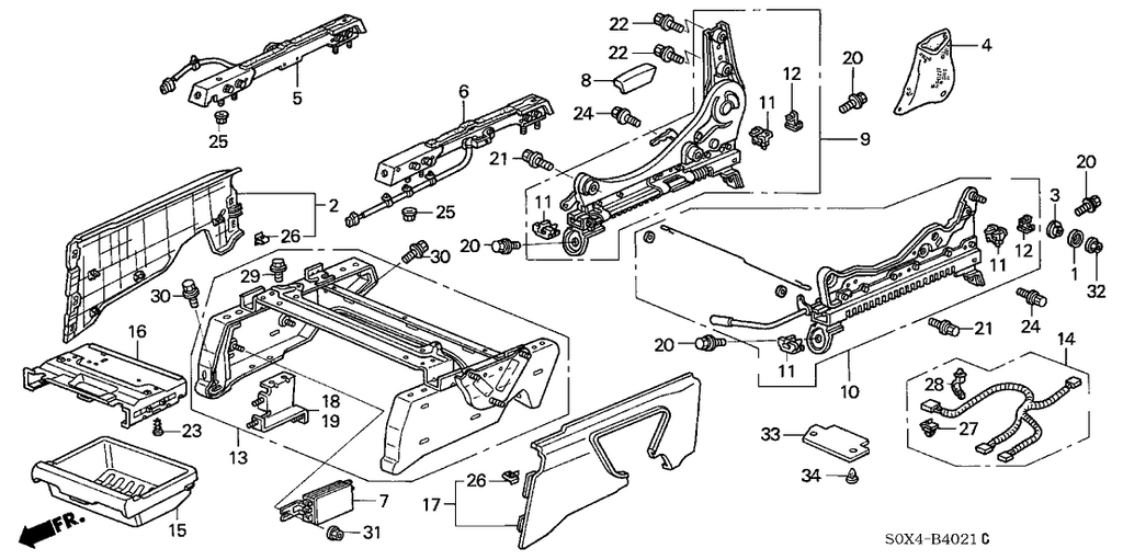 New 1998-2004 Fits Honda Civic Cap, Slide Adjuster End, Part # 81271-S0A-J02