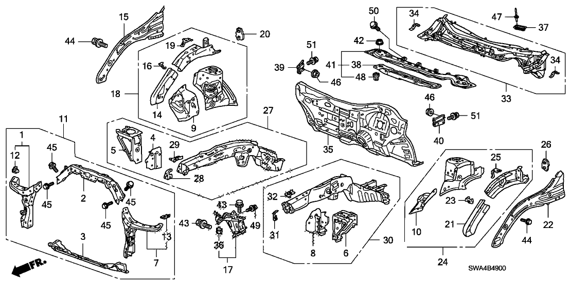 Honda New 2007-2011 Fits Honda CR-V Wheelhouse Sub-Set, L. FR., Part # 04652-SXS-A00ZZ