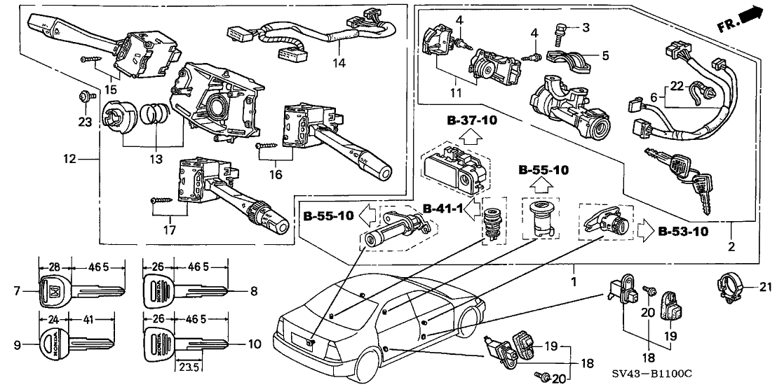 Honda New 1995 Fits Honda Accord Wire Assy., Combination Switch, Part # 35254-SV7-A01