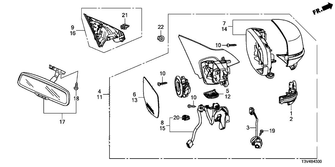 Honda New 2014 Fits Honda Accord Housing Set, L. *YR6, Part # 76255-T2G-A01ZP