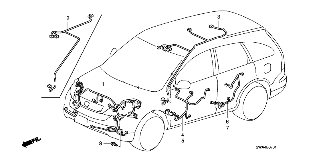 Honda New 2010-2011 Fits Honda CR-V Sunroof Wire, Part # 32156-SWA-A12