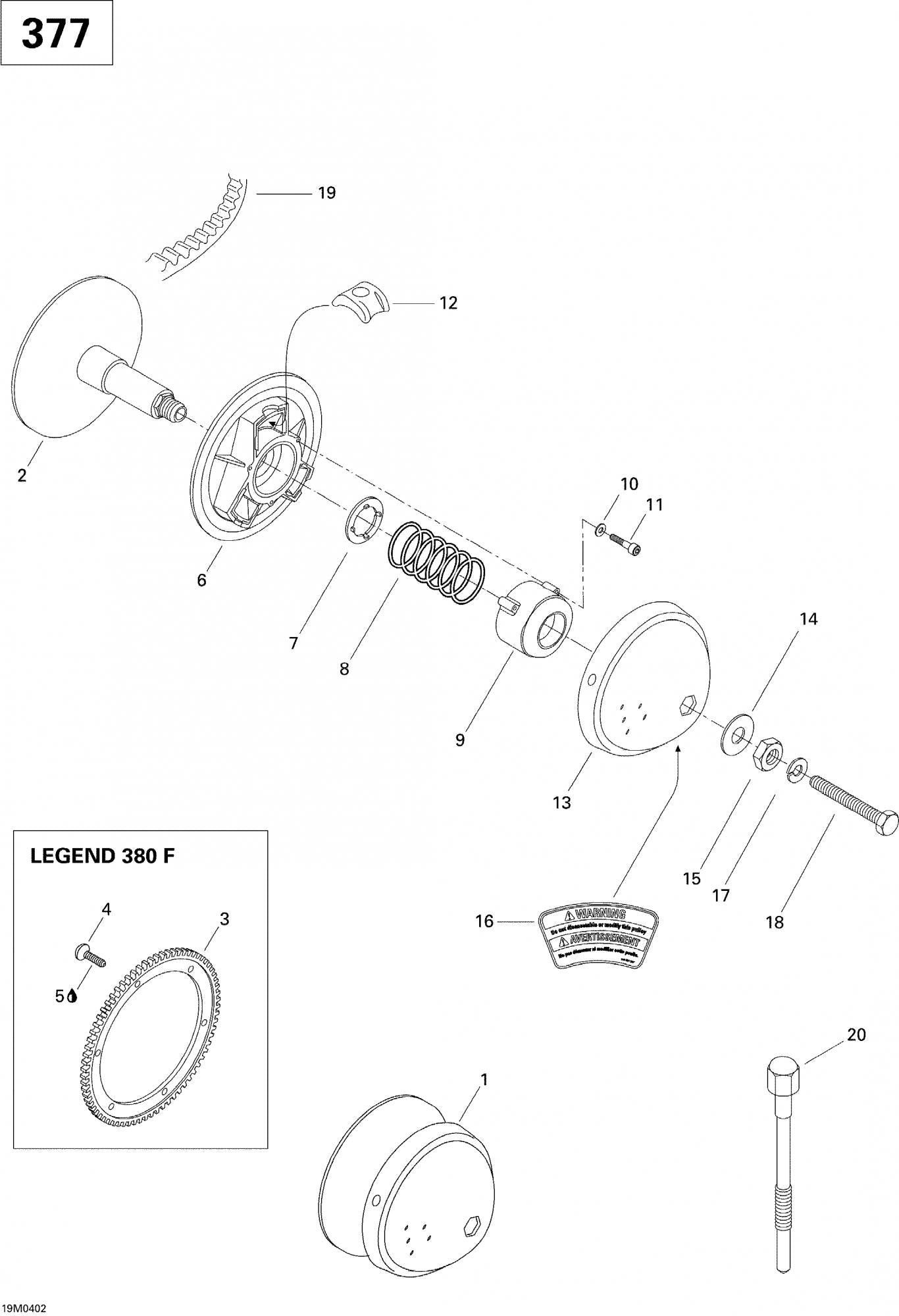 Fits 2002-2005 Ski-Doo Grand Touring 380 F/500 F / Grand Touring 380 F/550 F Models Spring Cover, OEM Part # 417126622