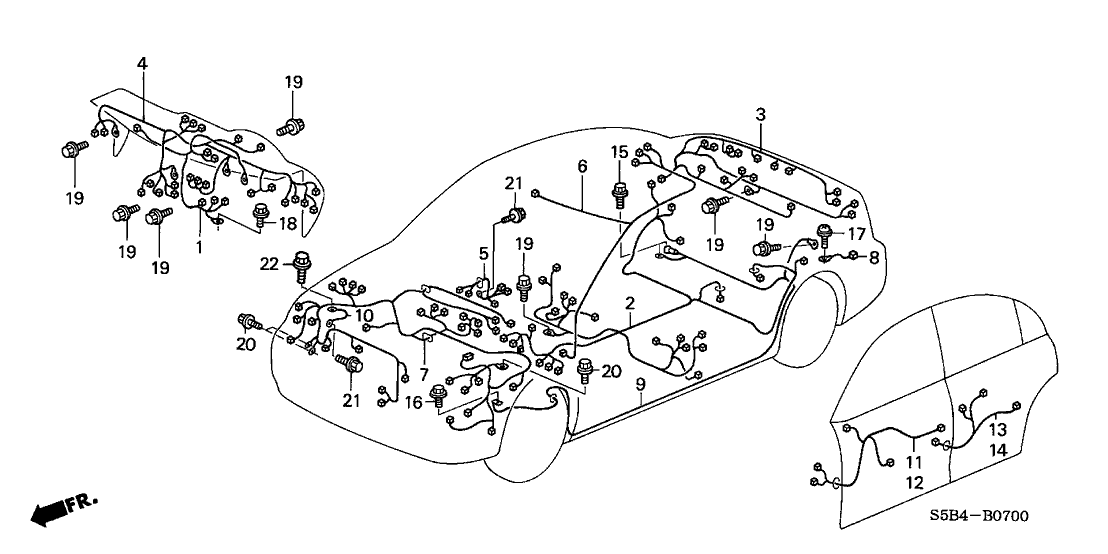 Honda New 2003-2005 Fits Honda Civic Wire Harness Rear, Part # 32108-S5B-920