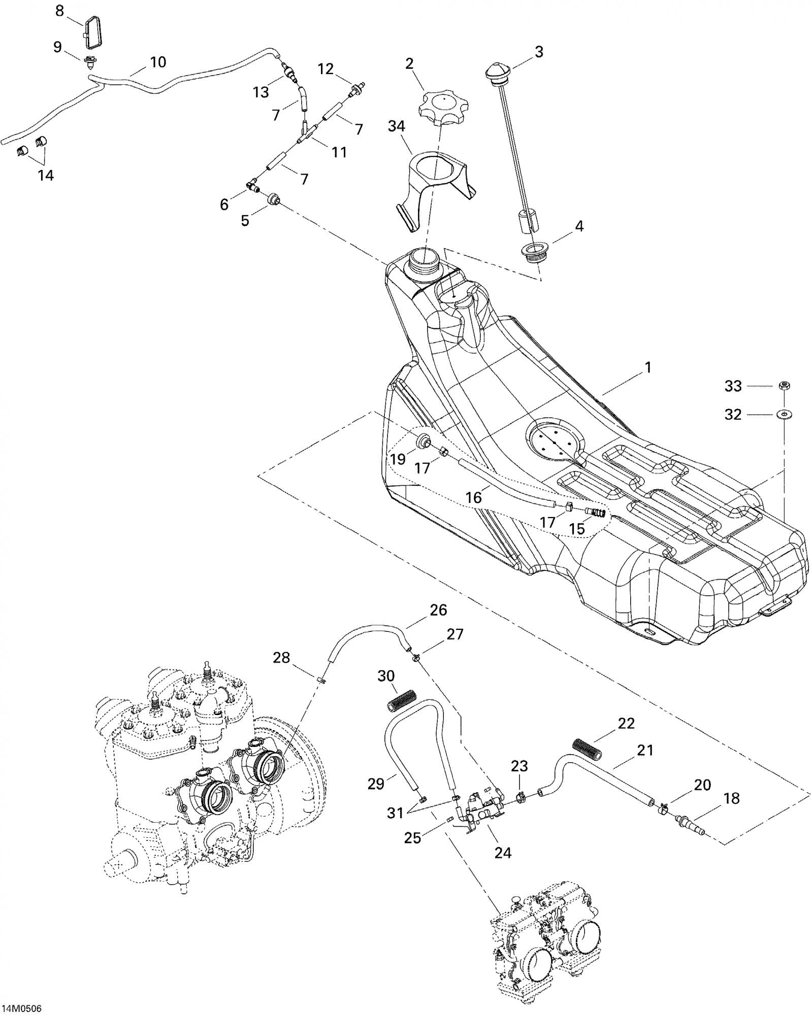 Fits 2003-2007 Ski-Doo GSX 500SS / GSX 600 HO Models Fuel Tank, OEM Part # 513033170