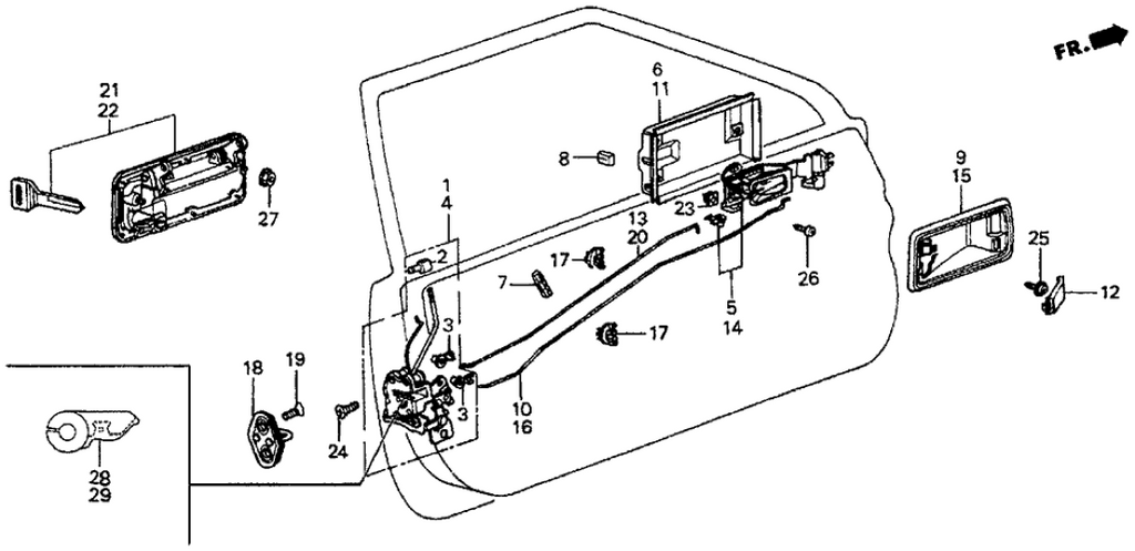 New 1983-1987 Fits Honda Prelude Case, L. Inside Handle *NH83L* (OFF BLACK), Part # 75536-SB0-003ZE