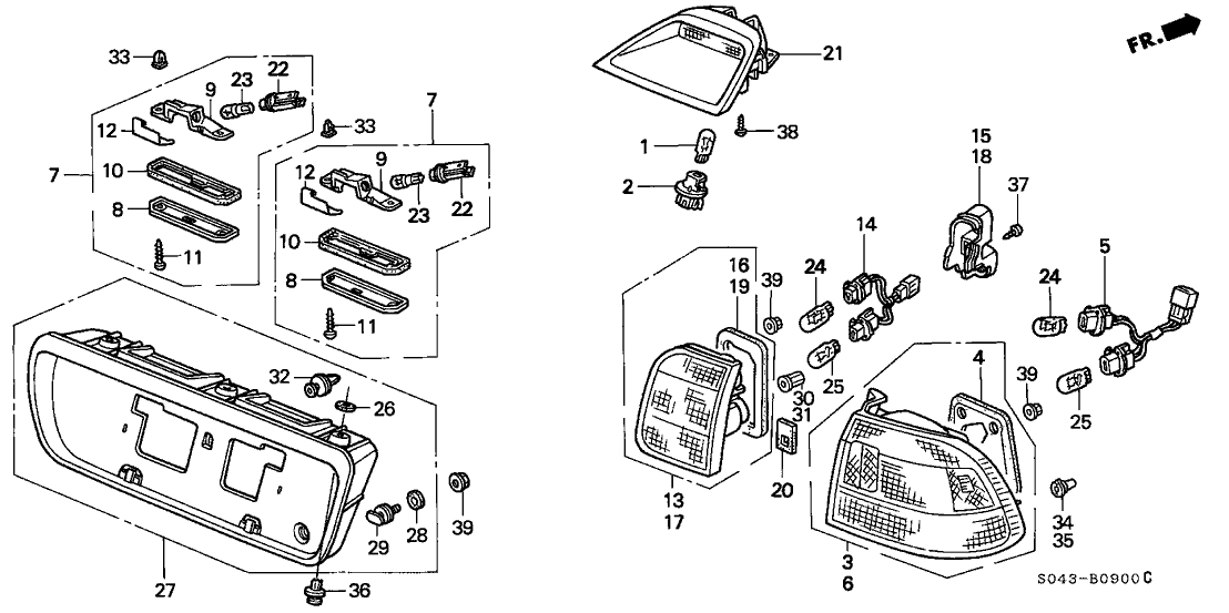 Honda New 1996-1998 Fits Honda Civic Garnish Assembly, Rear License (Cypress Green Pearl), Part # 74890-S04-J00ZB