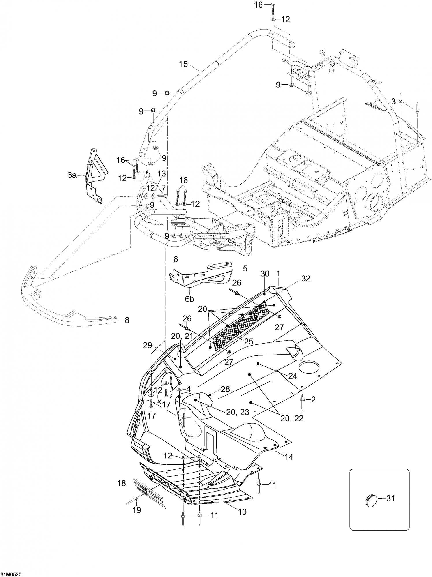 Fits 2005-2007 Ski-Doo Expedition 600 H.O. SDI / Expedition TUV 1300 (Europe) Models Reflective Sheet, OEM Part # 605451560