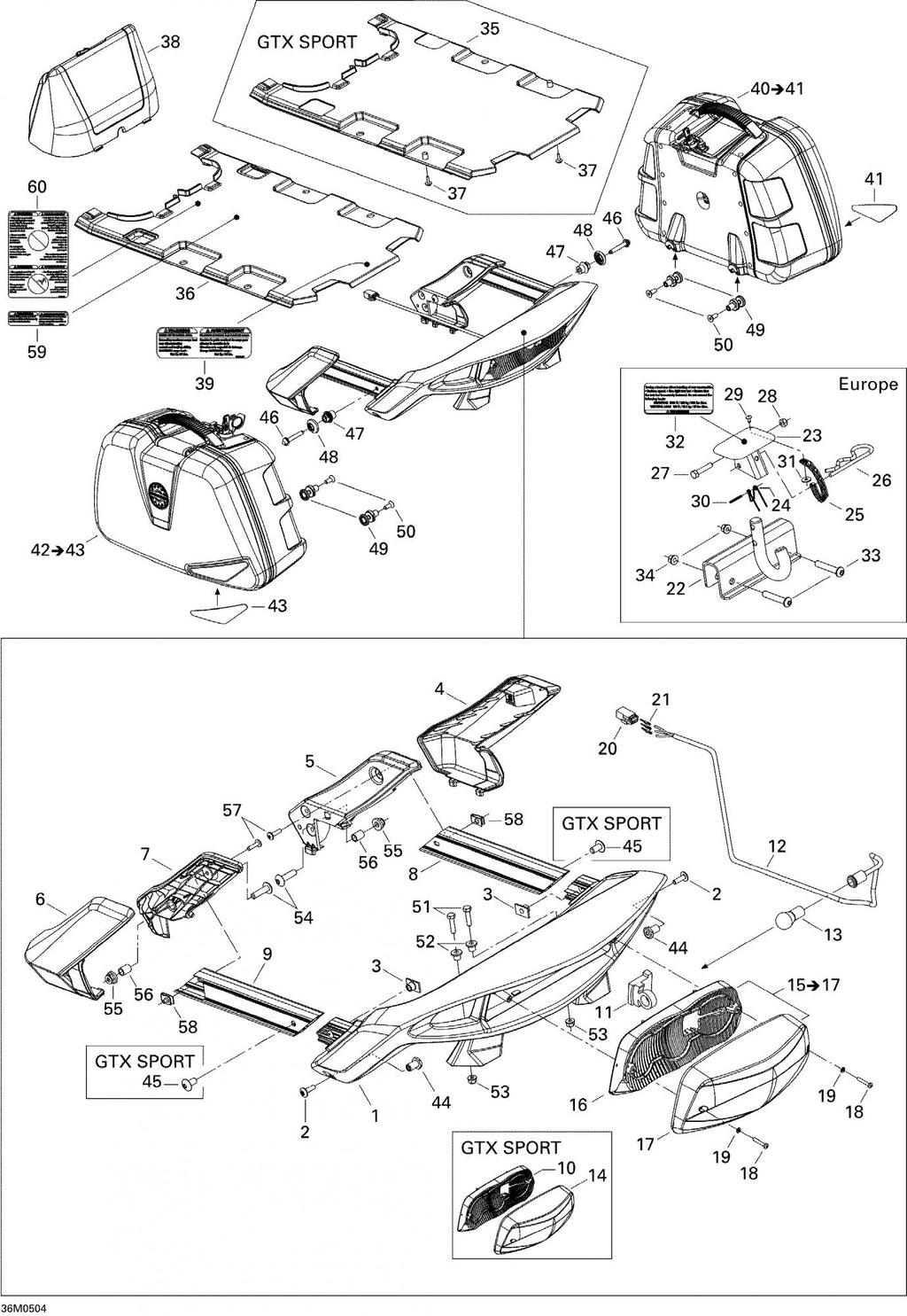 Fits 2005-2006 Ski-Doo GTX 380F / GTX 500SS Models Hitch, Black Europe, OEM Part # 511000354