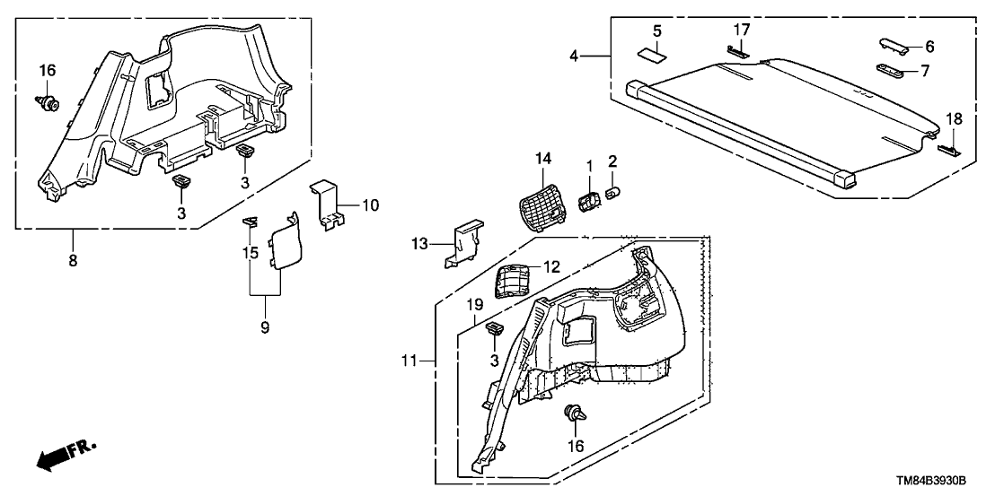 Honda New 2010-2011 Fits Honda Insight Lining Assy., L. Trunk Side *NH686L* (QP LIGHT WARM GRAY), Part # 84651-TM8-A01ZA