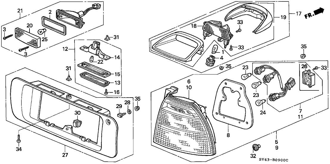 Honda New 1994-1995 Fits Honda Accord Light Assy., High Mount Stop *Y18L* (SILKY IVORY), Part # 34270-SV4-A01ZD