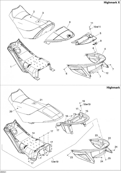 Fits 2005 Ski-Doo Summit 1000 SDI, Highmark & Highmark X Deep Black, Trunk, OEM Part # 510004539