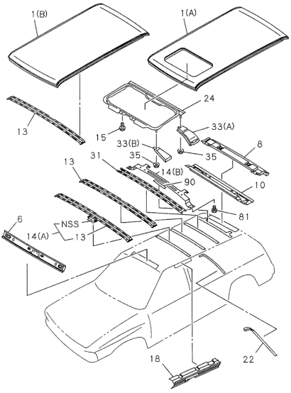 Honda New 1994-1997 Fits Honda Passport Frame, FR. Roof, Part # 89432-65781