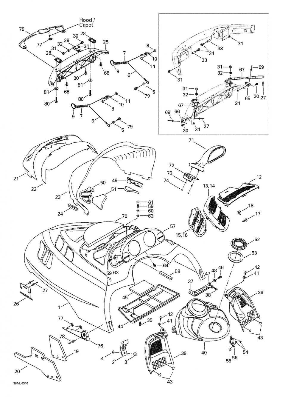 Fits 1999-2005 Ski-Doo Formula Deluxe 500/600/700 / Formula Deluxe 600/700 Models LH Air Intake Grill, OEM Part # 517302025