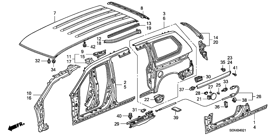 Honda New 1999-2004 Fits Honda Odyssey Holder, R. Slide Door Sub-Seal, Part # 63227-S0X-A00ZZ
