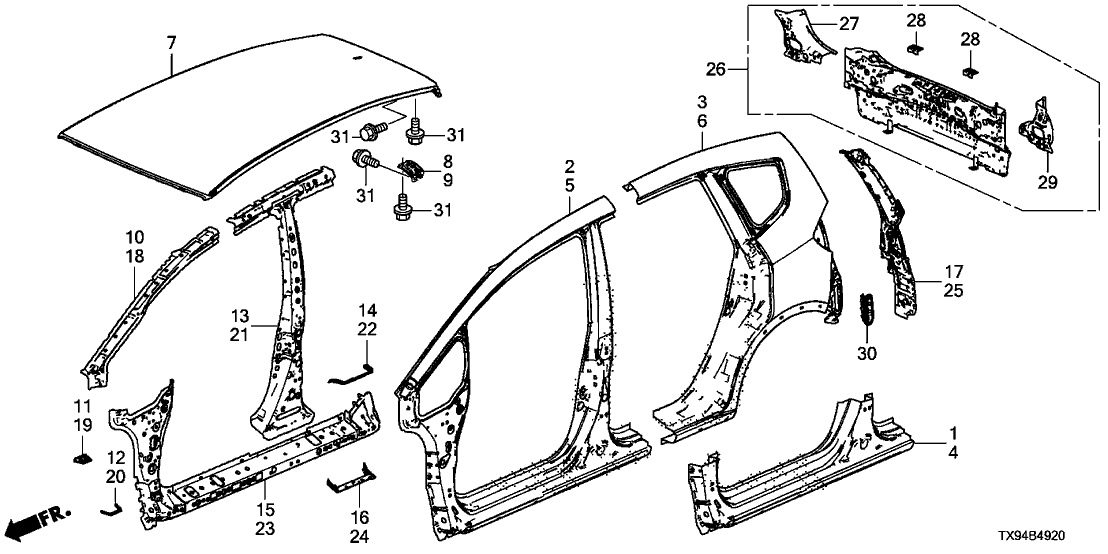 Honda New 2013-2014 Fits Honda Fit EV Left Side Sill Panel, Part # 04641-TX9-A00ZZ