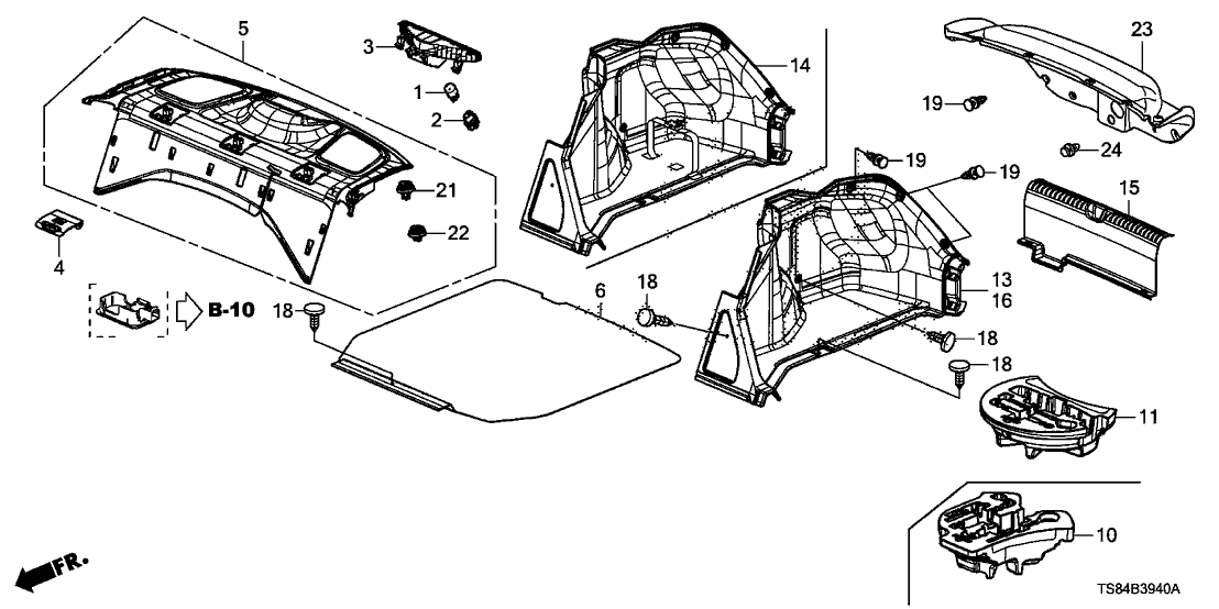 Honda New 2012 Fits Honda Civic Tray, RR. *G69L*, Part # 84505-TS8-A32ZA