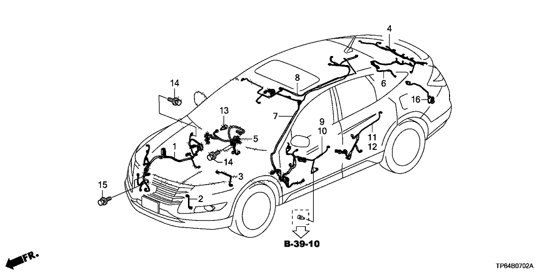 New 2010-2012 Fits Honda Crosstour Audio Sub-Wire Harness (Include Sub-Feeder), Part # 32118-TP6-A10