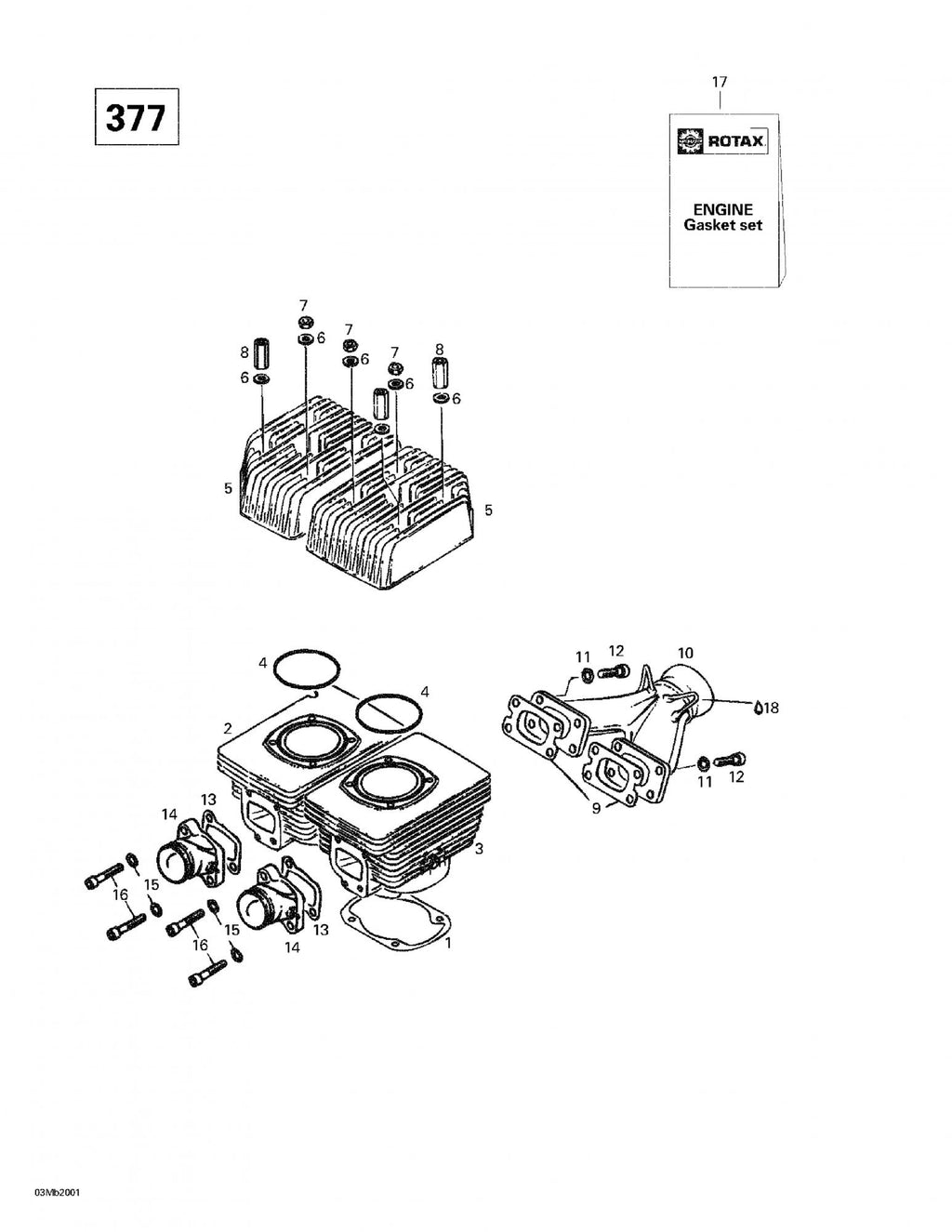 Fits 1999-2006 Ski-Doo Formula Deluxe 380 F / Formula Deluxe 380/500 Models Cylinder With Sleeve, Pto, OEM Part # 420623230